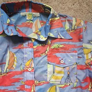 SKYR Vintage 70s big collar Nylon Sailboat All Over Print Colorful Nautical M